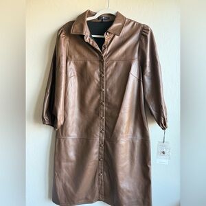 7 For All Mankind Tan Leather Dress